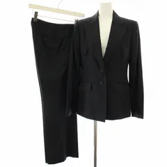 カルバンクライン CALVIN KLEIN スーツ セットアップ 上下 テーラードジャケット シングル パンツ スラックス ストライプ柄 絹 シルク混 6 黒 ブラック /YT