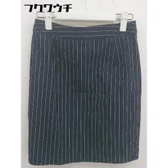 ◇ ◎ NATURAL BEAUTY BASIC タグ付き ストライプ ミニ タイト ナロー スカート サイズM ネイビー系 レディース  【1109290013840】