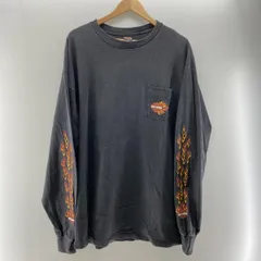 【中古】HARLEY-DAVIDSON HARLEY-DAVIDSON 00s USA製 ファイヤーパターン Tシャツ ブラック サイズXXL　ハーレーダビッドソン[24]