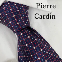 《美品》Pierre Cardin (ピエール カルダン) シルクネクタイ 格子柄 ネイビー