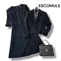 エスコミュール SCOMULE セレモニー ジャケット ワンピース 2点セット 7AR Sサイズ ブラック 黒 フォーマル スーツ 卒業式 入学式 5053