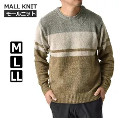 ニットセーター 《11グレー》 新品 未使用 モールセーター クルーネック パネルボーダー 暖 柔らか 軽量【C1J】【ゆうパケット】 ファッション
