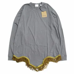 未使用 21aw バーバリー ロンドン BURBERRY LONDON by RiccardoTisci フリンジ 長袖 Tシャツ カットソー オーバーサイズ リカルド・ティッシ リカルド期 S ランウェイ着用アイテム グレー ゴールド メンズ▽９のサムネイル