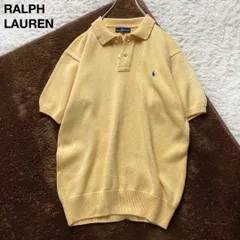 超希少 ヴィンテージ ラルフローレン ニットポロ ロゴ刺繍 半袖 イエロー L