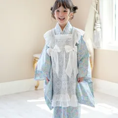 【ビンテージブルー】エプロン着物ワンピース 和装 3才 7才 女の子 七五三 TAK キャサリンコテージ