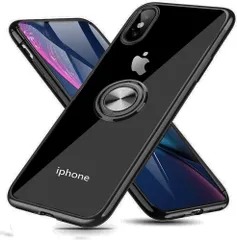 【数量限定】XS 用 ケース iPhone X 用 ケース iPhone リング付き クリア 落下防止 耐衝撃 スタンド機能 透明 TPU 防塵 薄型 軽量 一体型 変形防止 全面保護カバー アイフォン XS/X ケース 用 ケース 黒 MJJ-1039-3-