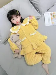 ルームウェア 冬 キッズ 子ども パジャマ 女の子 上下セット 部屋着 寝巻き 子供 厚手 防寒 ふわふわ もこもこ セットアップ あったか  mlxz202