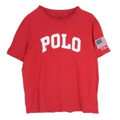 POLO RALPH LAUREN ポロ・ラルフローレン ワッペン POLO ロゴ 半袖 TEE Tシャツ  レッド系 L【中古】のサムネイル