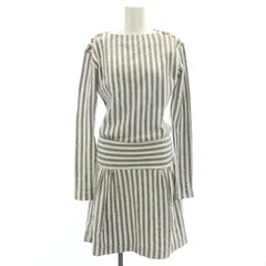シーバイクロエ SEE BY CHLOE ワンピース 長袖 ミモレ ロング ストライプ ボートネック コットン 34 白 紺 ホワイト ネイビー /NR ■OSのサムネイル