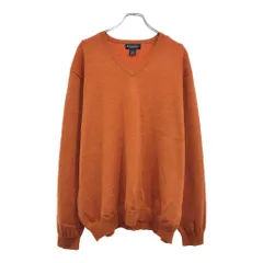 Brooks Brothers ブルックスブラザーズ Vネック ウールニット セーター 無地 オレンジ(メンズ XL)中古 古着 V0133