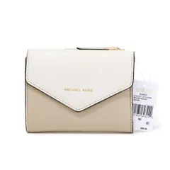 マイケルコース MICHAEL KORS ブレイクリー レザー 32S8GZLD5T 三つ折り財布 かぶせ蓋 ミディアムウォレット コンパクトウォレット レディース ベージュ / ライトクリーム 美品 中古 mbb30013