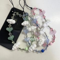【韓国大流行】クラウド ハート スマホストラップ ♡ ハンドストラップ 携帯ストラップ スマホアクセサリー  ストラップ キーホルダー キーリング  携帯 スマホ 雲 くも ビーズ BLACKPINK ブラックピンク String Ting ストリングティング