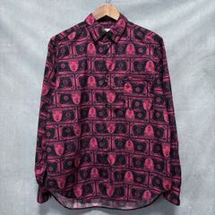 Rags McGREGOR ラグスマックレガー コットン 旧100ドル札 総柄 オールオーバー プリント ボタン シャツ size.S レッド tailored shirt by
