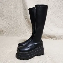 GRL スクエアトゥ 厚底 フェイクレザー ロングブーツ　廃盤品