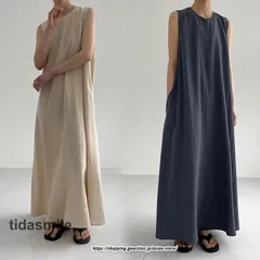 マキシワンピース レディース 夏 綿麻混ワンピース マキシ丈 フレア Aラインワンピース ノースリーブ ゆったり 体型カバー 大きいサイズ 30代 40代 50代