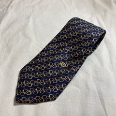 GUCCI グッチ ネクタイ 総柄 ネイビー ゴールド メンズ 古着 トラッド