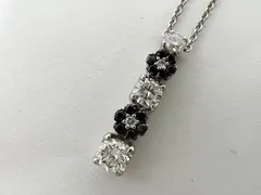 Ponte Vecchio ポンテヴェキオ PV ネックレス ブラック ダイヤ フラワー ペンダント 0.4ct 0.08ct K18 WG ホワイトゴールド 美品のサムネイル