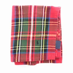 ラルフローレン RALPH LAUREN 美品 ポニー刺繍 ブランケット 毛布 チェック柄 ロゴ  防寒 赤 レッド マルチカラー /TZ 0907 ■GY99のサムネイル
