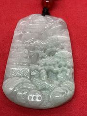 天然翡翠A貨 藍水氷種 精雕山水ペンダント 開運風水 5554-1/4 - メルカリ