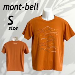 montbell モンベル メンズ Tシャツ S 半袖シャツ プリント アウトドア  STYLE# 1114164  オレンジ系 (F046)★