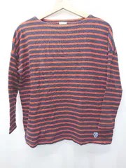 ◇ Θ ORCIVAL オーシバル ボーダー 長袖 バスクシャツ サイズ1 ネイビー オレンジ系 レディース メンズ E  【1507010012737】