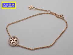 TORY BURCH トリーバーチ ロゴ ブレスレット ラインストーン GP 21.5cm 中古B+【中古】【大信質舗】【質屋出店】管理番号：C-8914