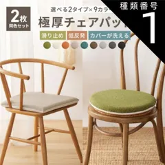 種類1:【円形】グリーン　2枚セット 【2枚セット】椅子用クッション 極厚 チェアパッド 丸 四角 40Rcm チェアクッション おしゃれ 低反発クッション 新生活