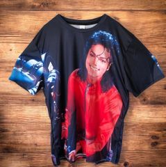 【MICHAEL JACKSONスマイルフォトTシャツXXL 赤フルグラフィック