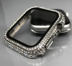 GimelZayin  保護 高級glass ケース メッキ　キラキラ　シルバー アップルウォッチ  4 5 6 7 8 9 se メンズ レディース 40mm 41mm 44mm 45mm Apple Watch カバー