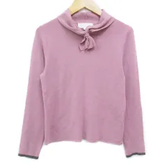 ジルスチュアート JILL STUART ニット カットソー 長袖 ボウタイ ウール 無地 FR ピンク 黒 ブラック /FF20のサムネイル