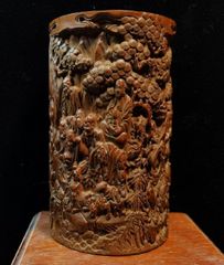 山水画彫刻 陶器製火鉢 - メルカリ