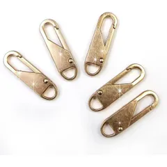 ファスナー 引き手 ジッパーパーツ スペアパーツ 金 ゴールド チャック 交換 修理【5個入り】プル DIY 手芸 衣類 裁縫 金属製ZSP-001