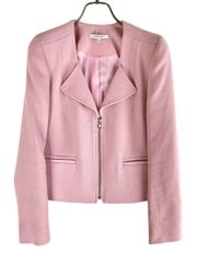 【お値引き交渉大歓迎】 CARVEN　カルヴェン 36 ピンク ウールライダースブルゾン