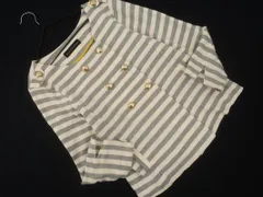 green label relaxing グリーンレーベルリラクシング ユナイテッドアローズ ボーダー ノーカラー ジャケット グレーｘオフホワイト ■◇ レディース