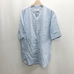 ◇ ⊂ Φ GLOBAL WORK グローバルワーク バンドカラー 半袖 シャツ サイズL ブルー メンズ E  【1410290043745】