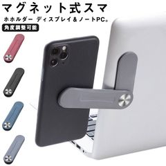 極薄 アルミ製 パソコンスタンド 折り畳み式 テープ スマホホルダー 落下防止 磁石内蔵 スマホ スマホホルダー 貼り付け スタンド 自由回転 角度調整可能 スマホスタンド マグネット式 磁石式 横置#sowa6586935