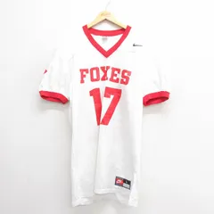 XL/古着 ナイキ NIKE 半袖 ビンテージ フットボール Tシャツ メンズ 90s　FOXES 大きいサイズ ロング丈 メッシュ地 白 ホワイト ユニフォー