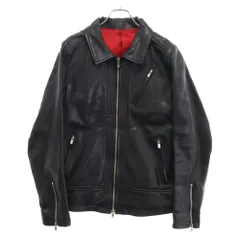 NO ID. (ノーアイディ) ラムレザー シングル ライダースジャケット ブラック 845030-976Lのサムネイル
