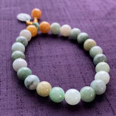 本翡翠ヒスイ翡翠小玉 ブレスレットネックレス アクセサリーミャンマー産天然本翡翠 セミオーダー]ミャンマー産本翡翠ブレスレット（約8mm玉