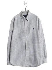 【お得なクーポン配布中!】 ラルフローレン チェック オックスフォード 長袖 ボタンダウン シャツ メンズ L / ポロ コットン BD 長袖シャツ ワンポイント マルチカラー