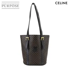 美品 セリーヌ CELINE マカダム柄 ショルダー バッグ PVC レザー ブラック ブラウン ゴールド 金具 ヴィンテージ 90278324