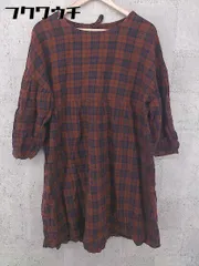 ◇ merlot メルロー チェック 長袖 膝丈 ワンピース レッド系 レディース 【中古】 【1002802348273】のサムネイル
