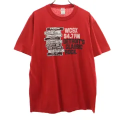 SOFFE ソフィー 90s USA製 オールド ラジオWCSX 94.7FM 半袖 Tシャツ L レッド メンズ 古着