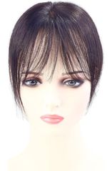 ★HIYE 人毛100% 部分ウィッグ 頭頂部 女性 超軽量 薄地 総手植え 人工頭皮 分け目自由 ボリュームアップ 増毛 レディース ヘアピース 白髪隠し 増量 ぱっつんバング (自然色, 7×10cm)