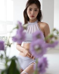 Eclore Halter Top（エクローレ・ホルタートップ）V-cut Low Pants（Vカットローパンツ）｜FORALL polewear（フォーオール）Lavender Violet（ラベンダーバイオレット／紫）ポールダンスウェア　ヨガ　レッスン着