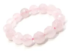 64面カット ローズクォーツ ブレスレット (クリーム) 12mm パワーストーン ブレスレット レディース 天然石 数珠 アクセ