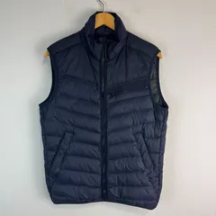 ヴィンテージ ダウンベスト Expedition 紺/サイズL 70s Woolrichウールリッチ レザーヨーク切り替え ダウンベスト