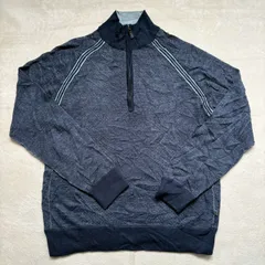 【訳あり】HAIGHT&ASHBURY （ヘイトアンドアシュバリー） ウール混長袖ニットトップス ハーフジップ スリーライン ヴィンテージUSA古着 アメカジ メンズXLサイズ相当