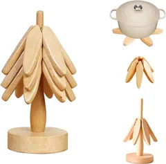 ママ倉 鍋敷き 幅19.5cm クリスマス( ナチュラル,  3層ウッド（グッディバッグ）2)のサムネイル