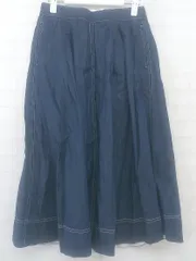 ◇ CRAFT STANDARD BOUTIQUE ウエストゴム 膝下丈 フレア スカート サイズF ネイビー レディース P  【中古】 【1211140009191】